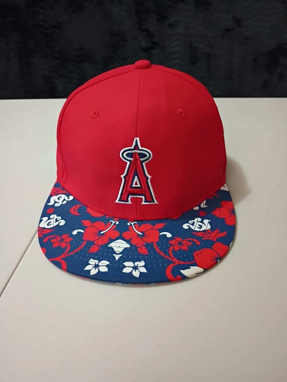 Los Angeles Angels Snapback Hat Red Floral Hibiscus Hawaiian Brim MLB Cap